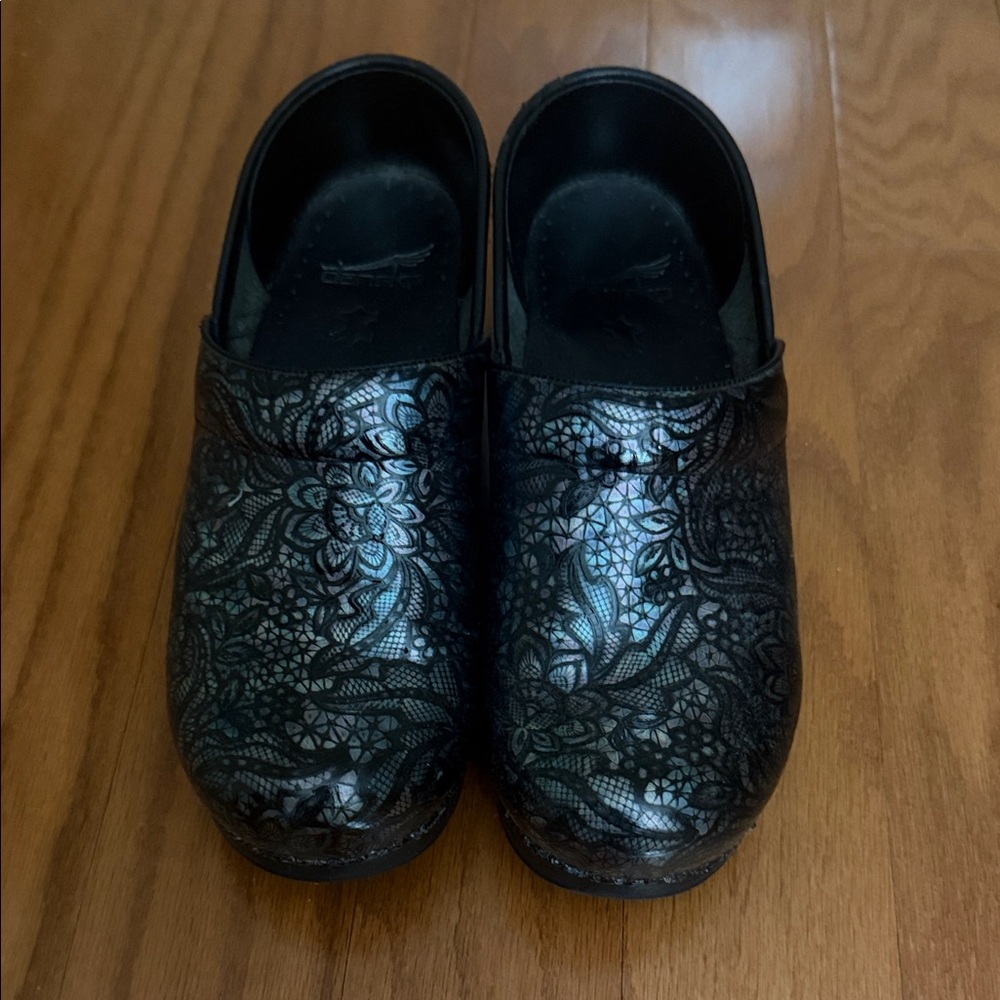 Dansko Black Floral Mules-size 37
